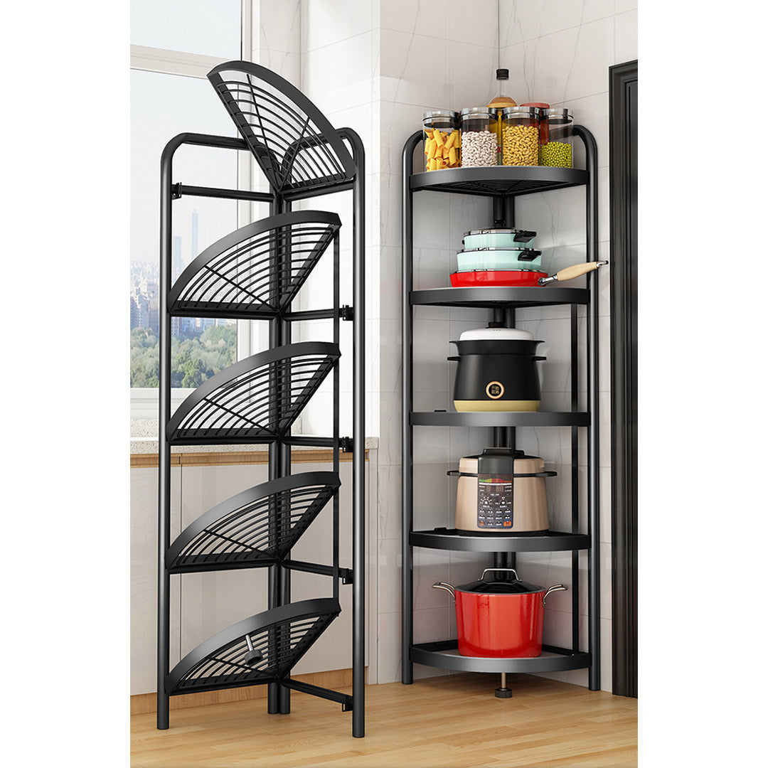 MHome 5-Tier Metal Corner Rack – Foldable Storage for Home & Office