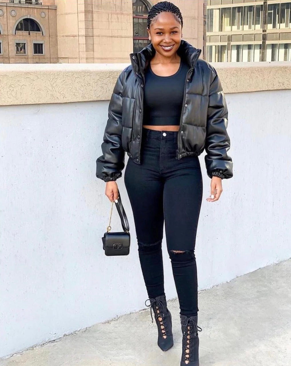Ladies Faux Short Puffer Jacket