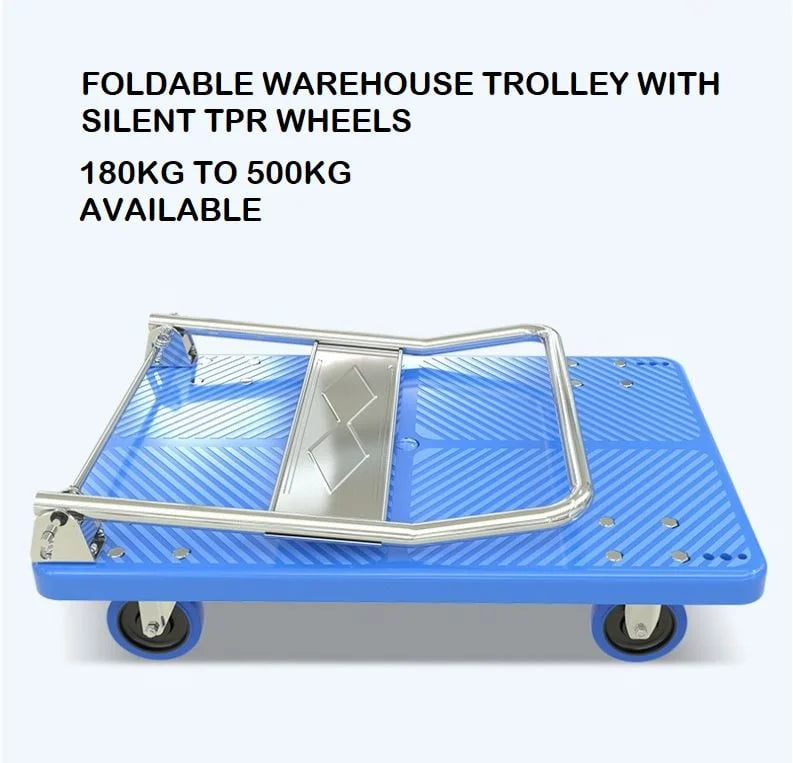 MHome Folding Plastic Trolley Cart - Silent Flatbed Hand Truck