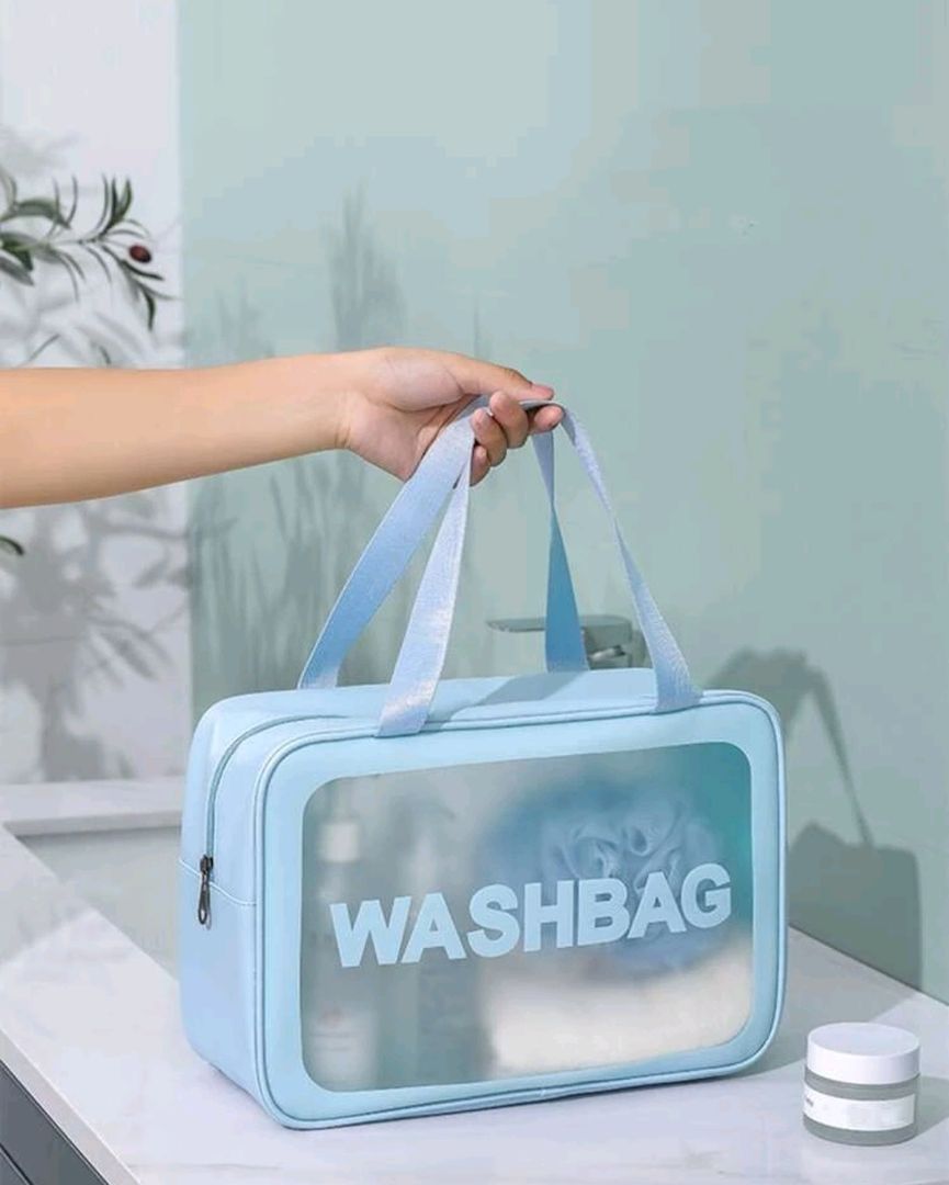 Toiletry Bag Frosted 3pc With Handle - Various Colours