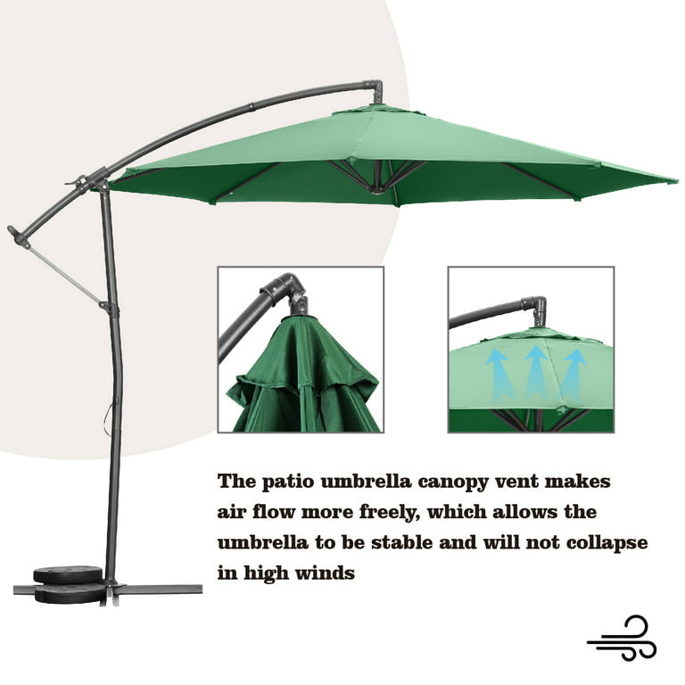 Patio Umbrellas Outdoor Market Umbrellas with Cross Base, Easy Tilt Adjustment(Green)