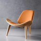 Three-Legged Shell Chair Mid Century Modern Lounge Chair with Black Leather Molded Plywood Accent Chair Reading Side Chair for Bedroom, Study, Office, Living Room-PreOrder Sales Available