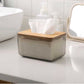 MHome Acrylic Tissue Box with Natural Bamboo Lid