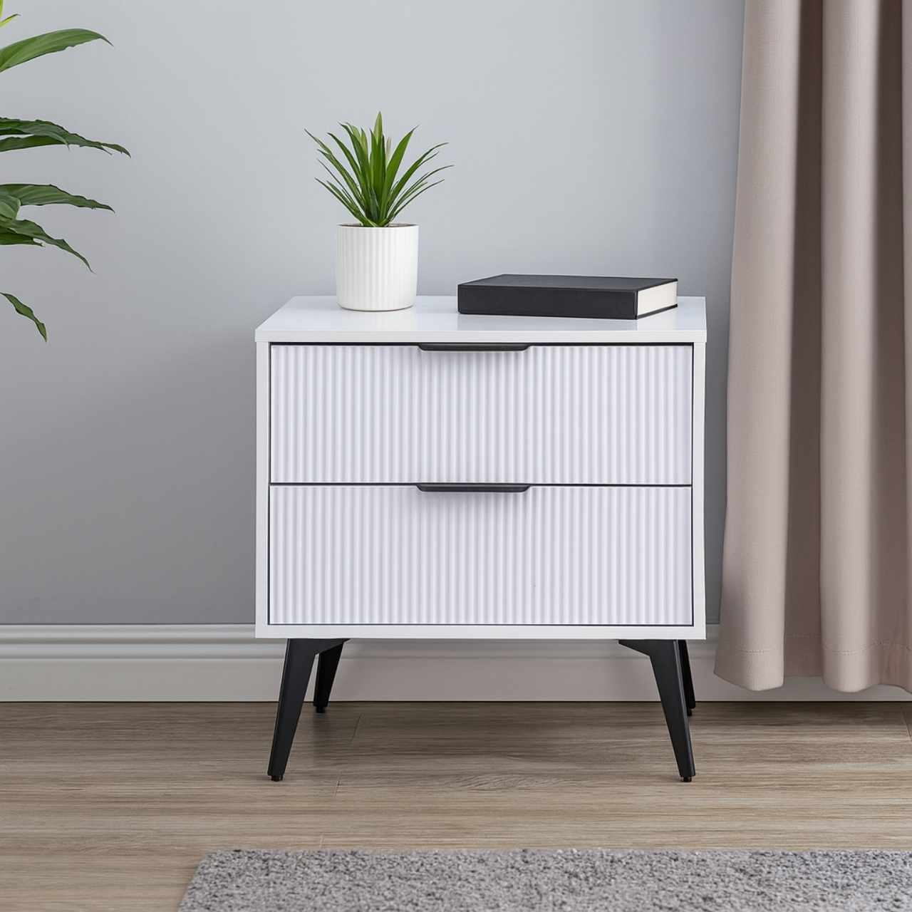 MFurn Modern Two-Drawer Nightstand White