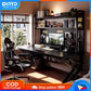 MFURN Computer Desk With Pegboard And Bookshelf, Modern Home Computer Table With Upper Storage Shelves Hutch For Office Bedroom Study Writing Workstation, Industrial Gaming Desk Student Writing Desk