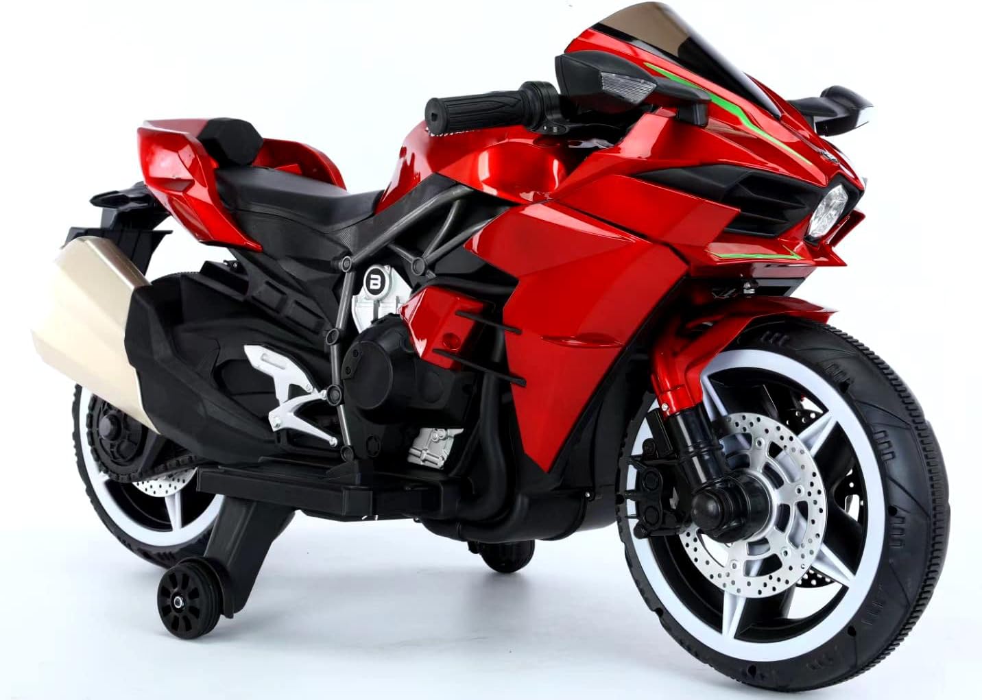 Kids Motorcycle, 2 Wheel Motorcycle for Kids 12V Battery Powered Ride on Toys for Boys and Girls 3~8 Year Old, with Training Wheels/PU seat/Lightting Wheels/Key Start (red)