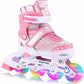 Adjustable Inline Skates Roller Blades w/Flashing Wheels Teens/Kids