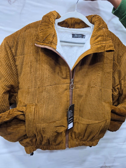 Ladies Cropped Corduroy Puffer Jacket-Various Colours