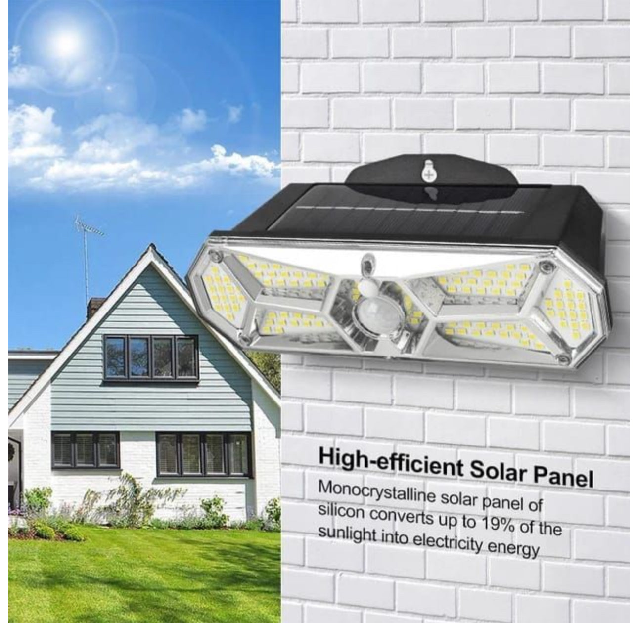 MTech Rechargeable Waterproof Solar Powered Wall 126COB Light With Smart Sensor Motion 2pc Pack