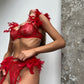 Erotic Sexy Lingerie Set| Women Lingerie Kinky Lingerie Set Mesh Feathers Lace Transparent Sexy -