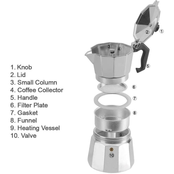 Classic Moka Espresso Pot | 3Cup & 6Cup Options