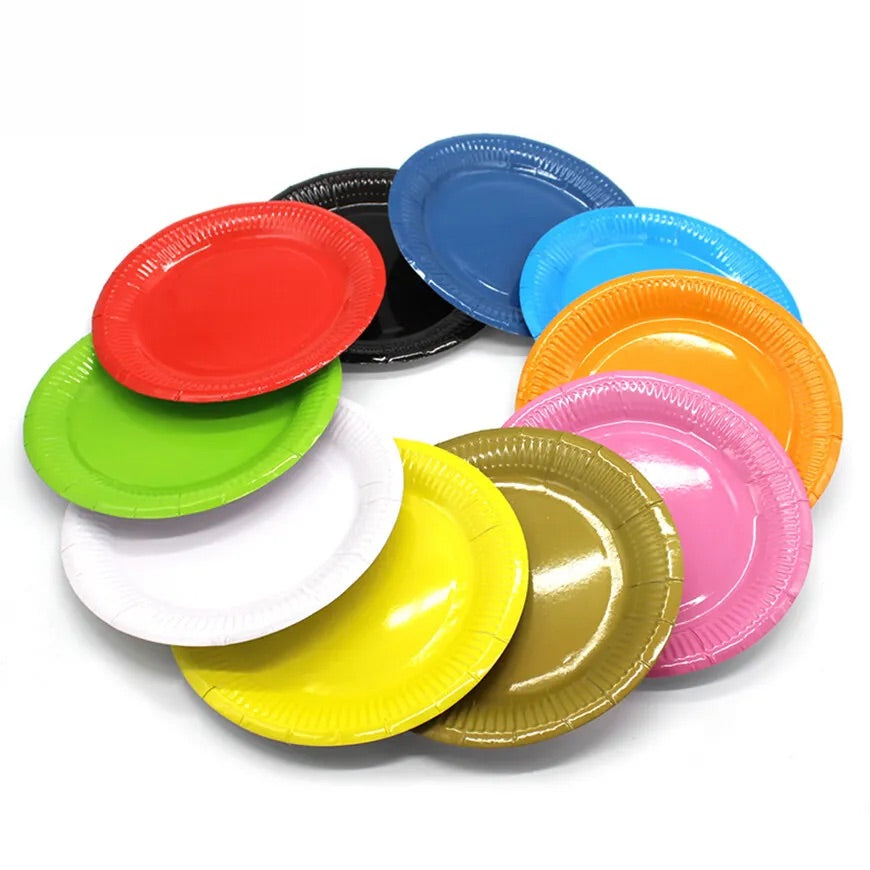 Round Paper Disc Party Plates 23cm Plain Solid Colours Tableware Event ...