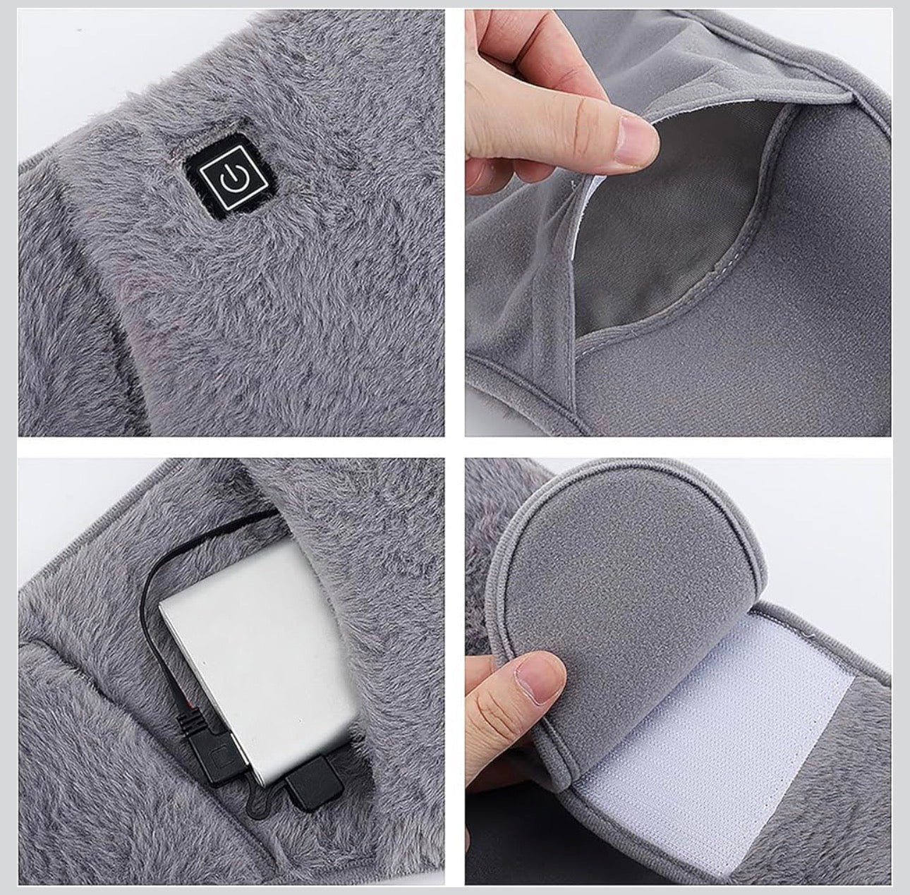 MCare USB Powered Heating Waist Belt, Heating Pad with Hand Pockets, Electric Heated Waist Belt for Period Cramps Body Joints Pain, Three - Level Temperature Control, Grey