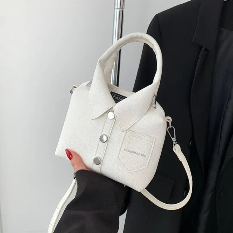 Trendy Shirt Shape Women Handbag Crossbody Shoulder Bag with Detachable Strap | Designer Fashion Top Handle Tote Purse for Girls & Ladies | PU Leather Casual Office Party Sling Bag