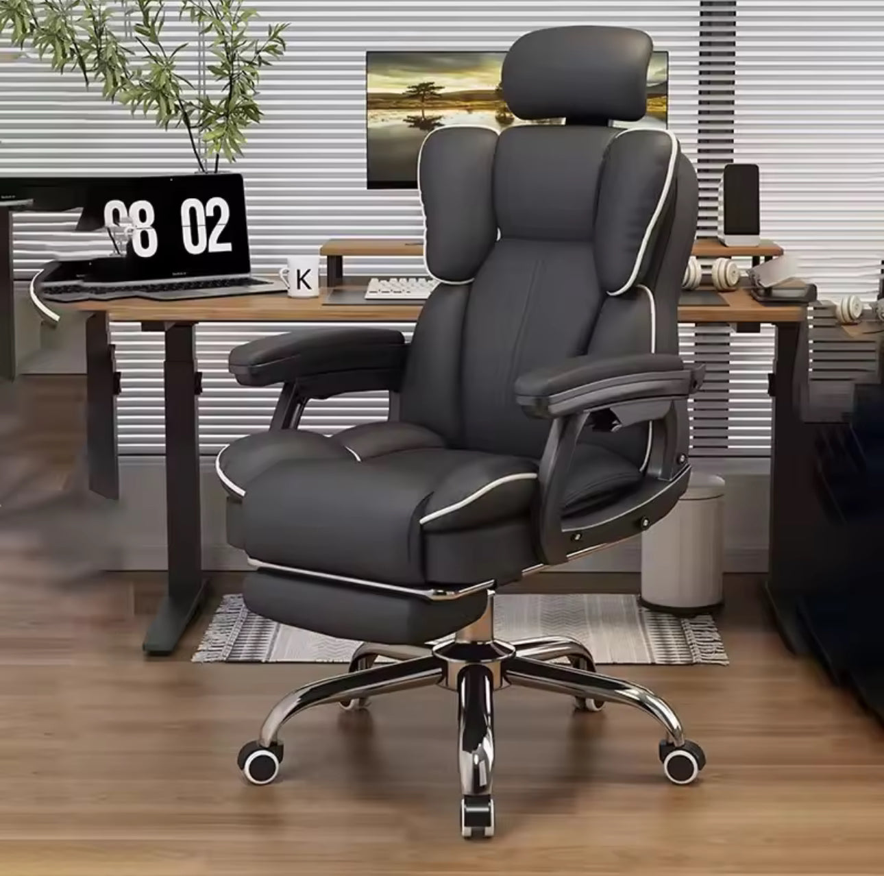 MFurn Lazy Rolling Gaming Chair Reclining Swivel Office Armchair
