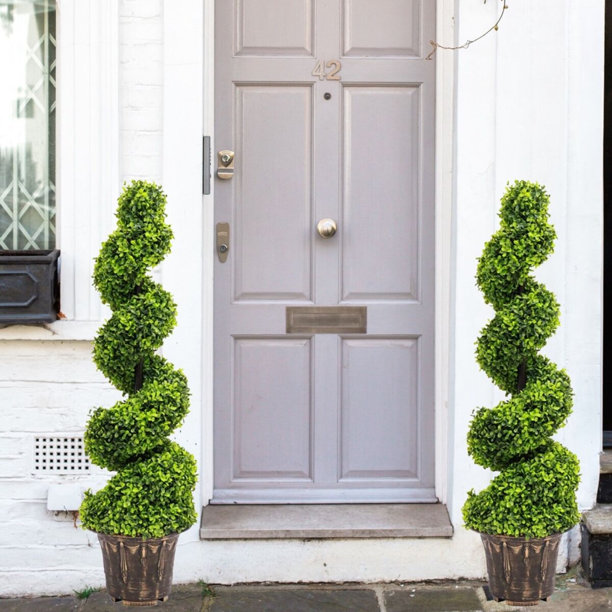Artificial Boxwood Spiral Topiary Tree Plant Twisted Indoor Or Outdoor Decor