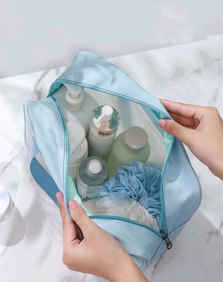 Toiletry Bag Frosted 3pc With Handle - Various Colours