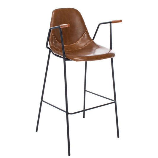 MFurn Mid Century Industrial Bar Stool with Footrest & Armrest Various Colours 2pc Set