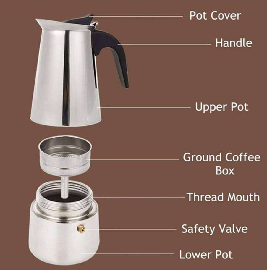 MHome Expresso Maker Stainless Steel - 2 Cup
