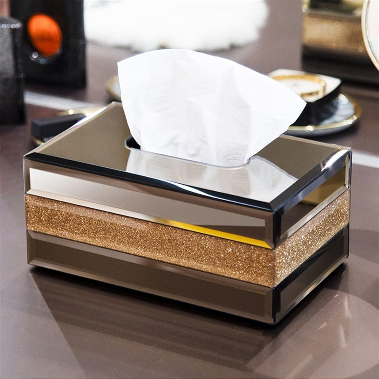High-end Light Luxury Glass Tissue Box - Living Room / Bedroom / Desktop