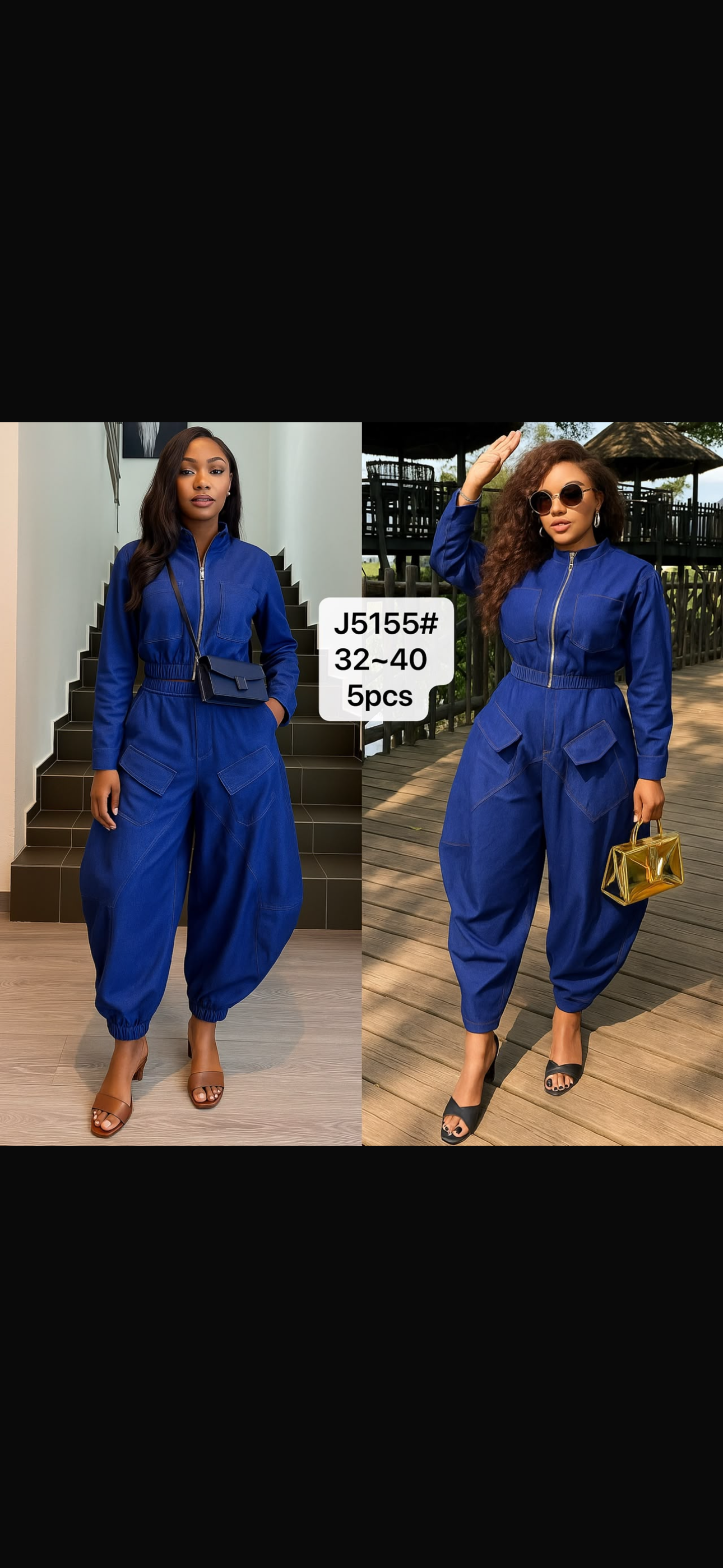 Ladies Denim Jumpsuit 2pc