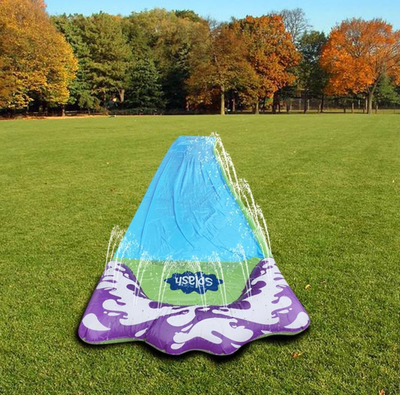 Kids Lawn Water Slides with Splash Sprinkler & Inflatable Crash Pad 72x474cm