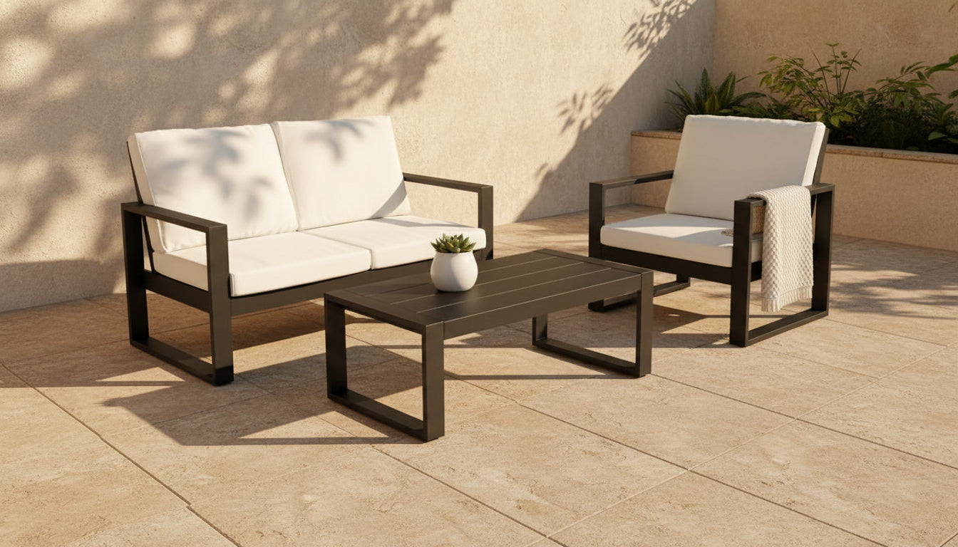 MFurn Ashton Aluminum 3-Piece Patio Furniture Set – Grey
