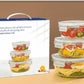 MHome Borosilicate Glass Food Storage Container With Air Vent Lid, Set of 3pc