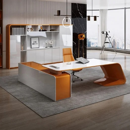 Modern CEO Manager Desk Stylish Lacquered Office Desk & Chair Various Options - PreOrder Sales Now Available!