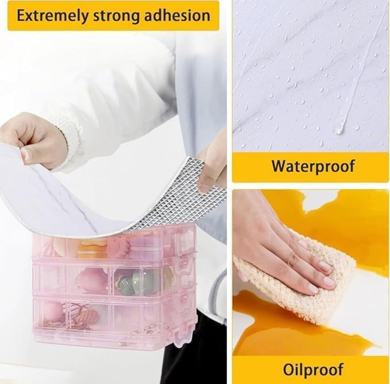 MHome Marble UV Panels Marble UV Sheets | Self Adhesive Wall Tile | Marble Look Wall Panels for Homes and Offices | 60 cm x 60 cm 10pc Pack - Various Colours Available