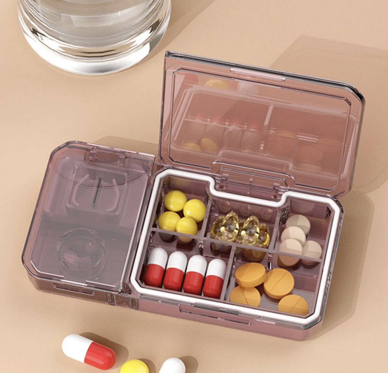 Portable Pill Cutter Box Pill Splitter Cutter Medicine Cutter 3 In 1 Tablet Cutter Pill Case Storage Crusher Travel Pill Box