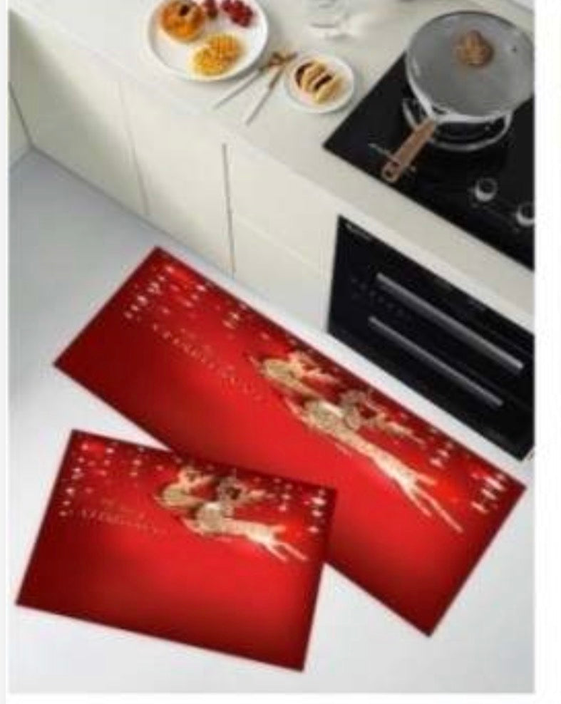 MHome Christmas Themed Floor Mat Set 2pc Various Colours