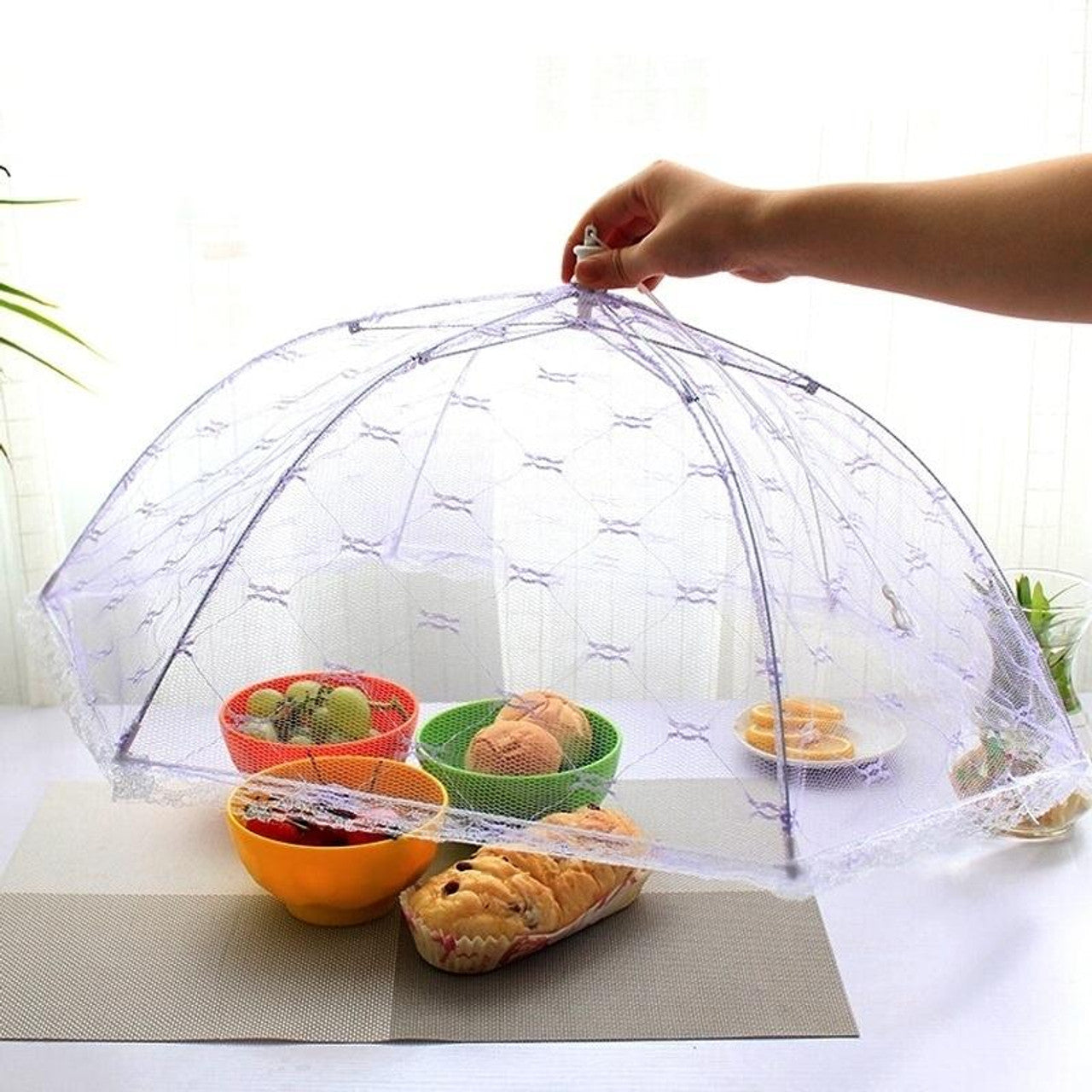 Lace Folding Dish Cover Mesh Cover Dish Dust-proof Printing Food Cover Fly-proof Food Cover