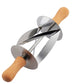 MHome Stainless Steel Croissant Rolling Cutter Bread Dough Pastry Making Tool with Wooden Handle