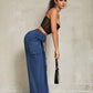 Women’s SEXY Casual Fit Casual Denim Wide Leg Pants With Pocket Design