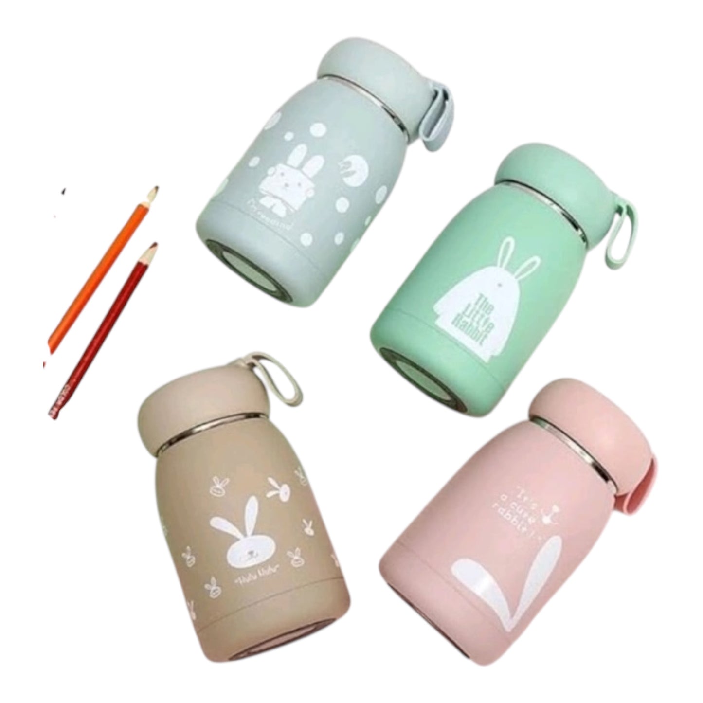 MHome Rabbit Themed Glass Bottles With Plastic Lamination 360ml-Various Colours