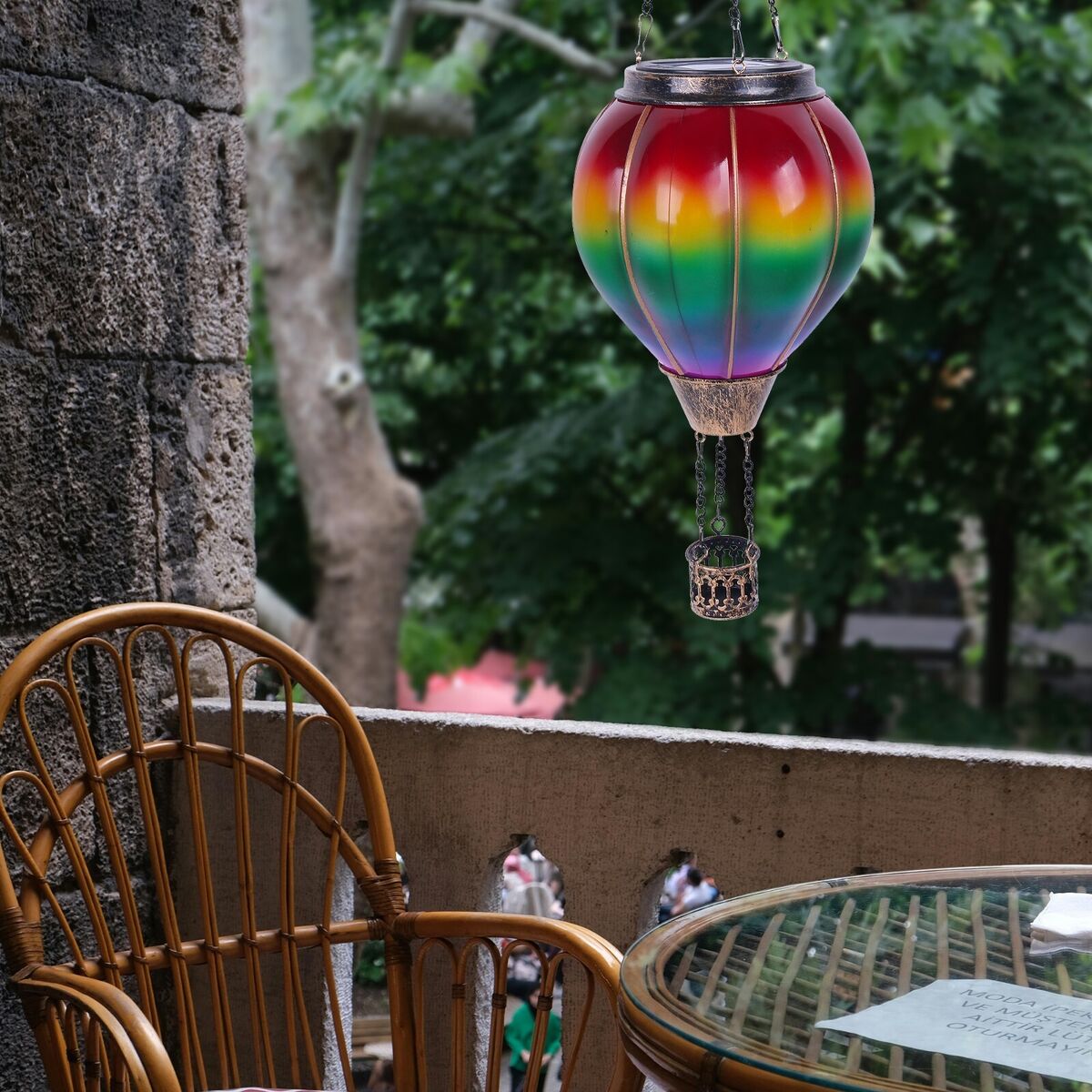 Solar Hot Air Balloon Outdoor LED Hanging Lantern Decorative Light For Patio