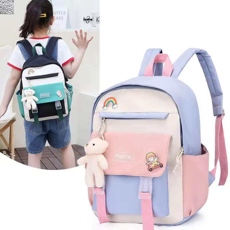 New Student Backpack School Student Solid Color Casual Large Capacity Computer Backpack-Various Colours