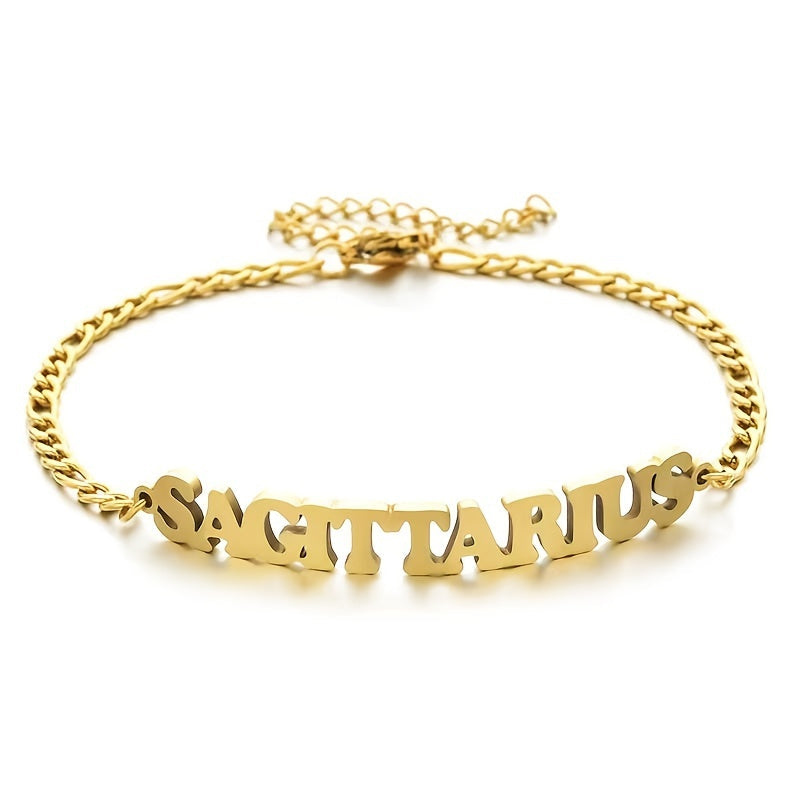 Zodiac Sign Name Bracelet 18K Gold Plated