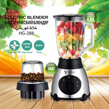 RAF 1.5L Electric Blender R.288 With Glass Jug & Grinding Cup – 850W High-Speed Fruit & Vegetable Blender