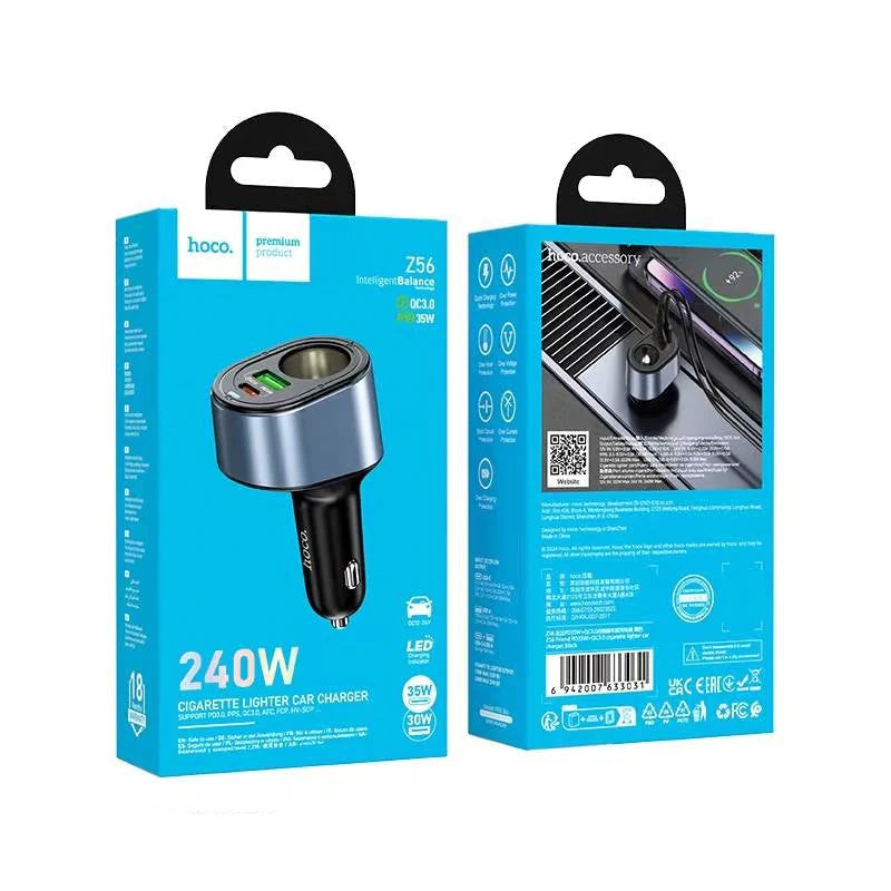 Hoco 35W USB-C Car Charger with Dual Port & Cigarette Lighter