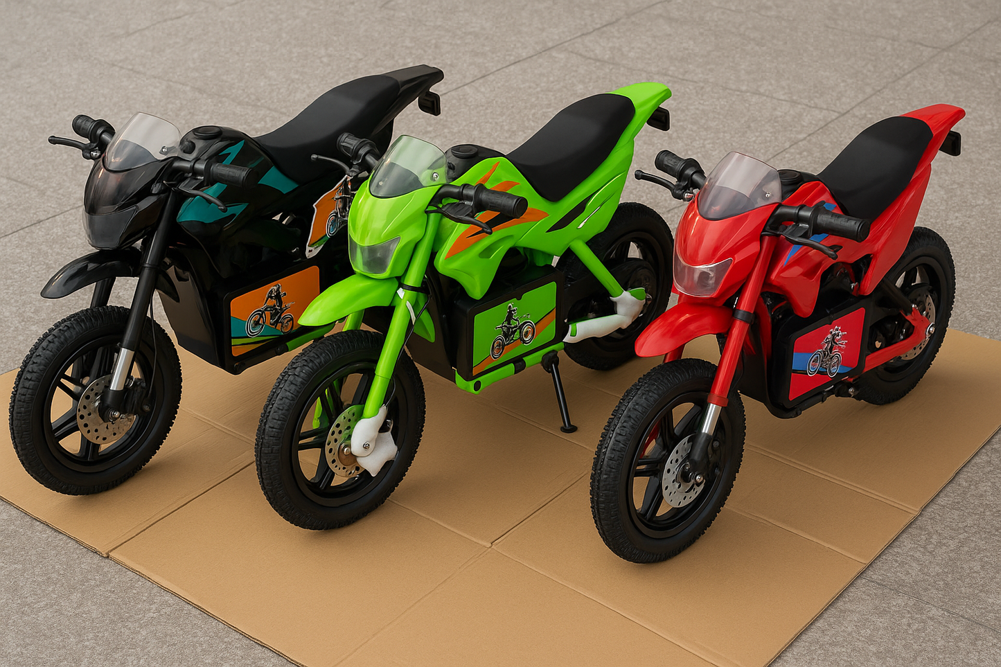 Kids Electric Sport Motorbike | 15 km/h | Key Start, Throttle Twist, Leather Seat, Inflatable Tyres