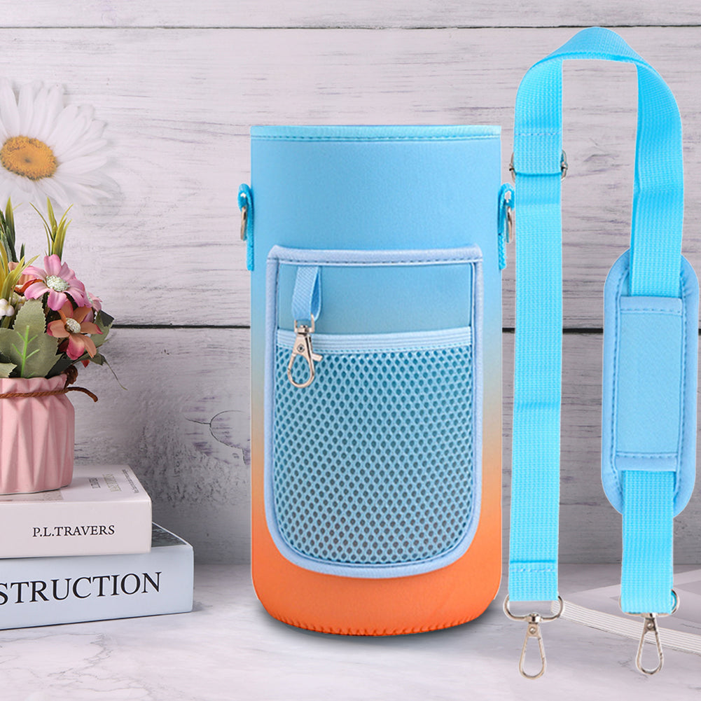 Water Bottle Sleeve Case –  Water Bottle Holder with Adjustable Shoulder Strap & Pockets