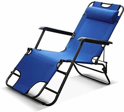 Blue Recliner Chair Comfortable Adjustable Foldable Lounge Seat