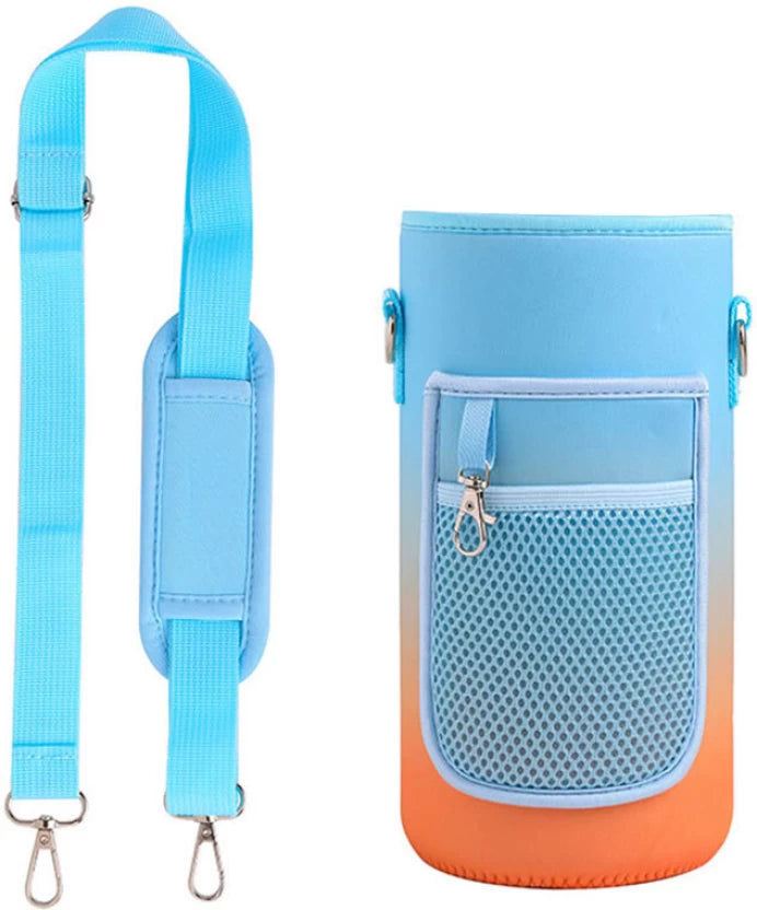 Water Bottle Sleeve Case –  Water Bottle Holder with Adjustable Shoulder Strap & Pockets