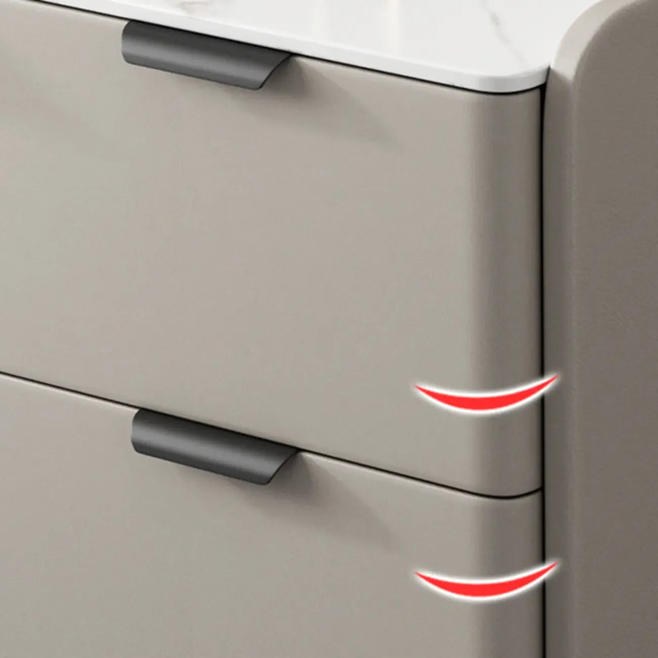 MFURN Modern Simple Style Rectangular White Sintered Stone Side Table with Block Base and 4 Drawers