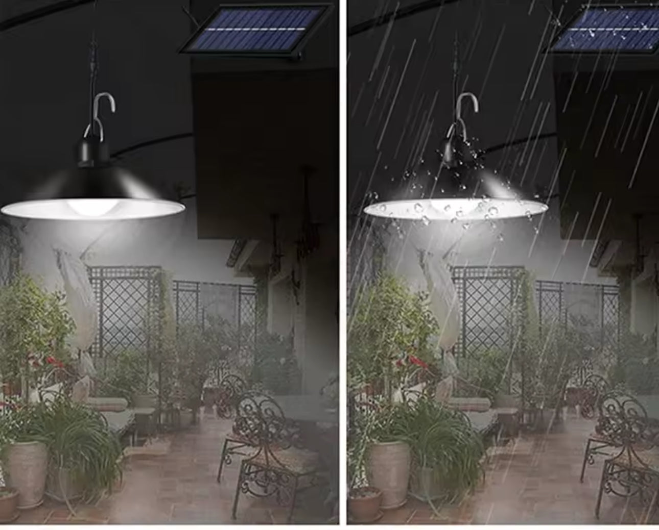 Solar LED Pendant Lights, Dusk to Dawn Auto Lamp with Remote Control