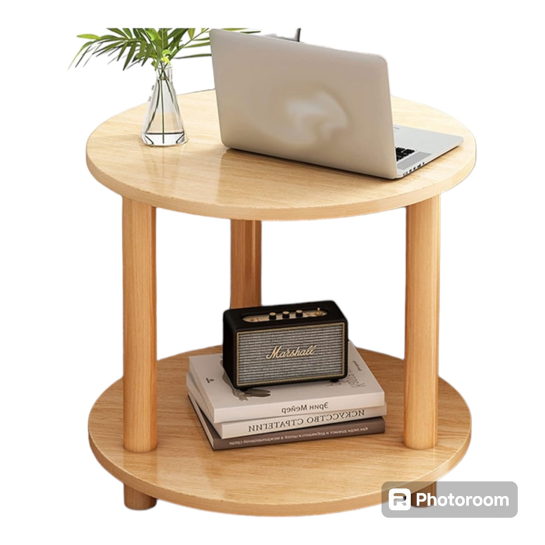 Sofa Side Table, Modern Simple Double-Layer Round Coffee Table/Bedside Table, Corner Table