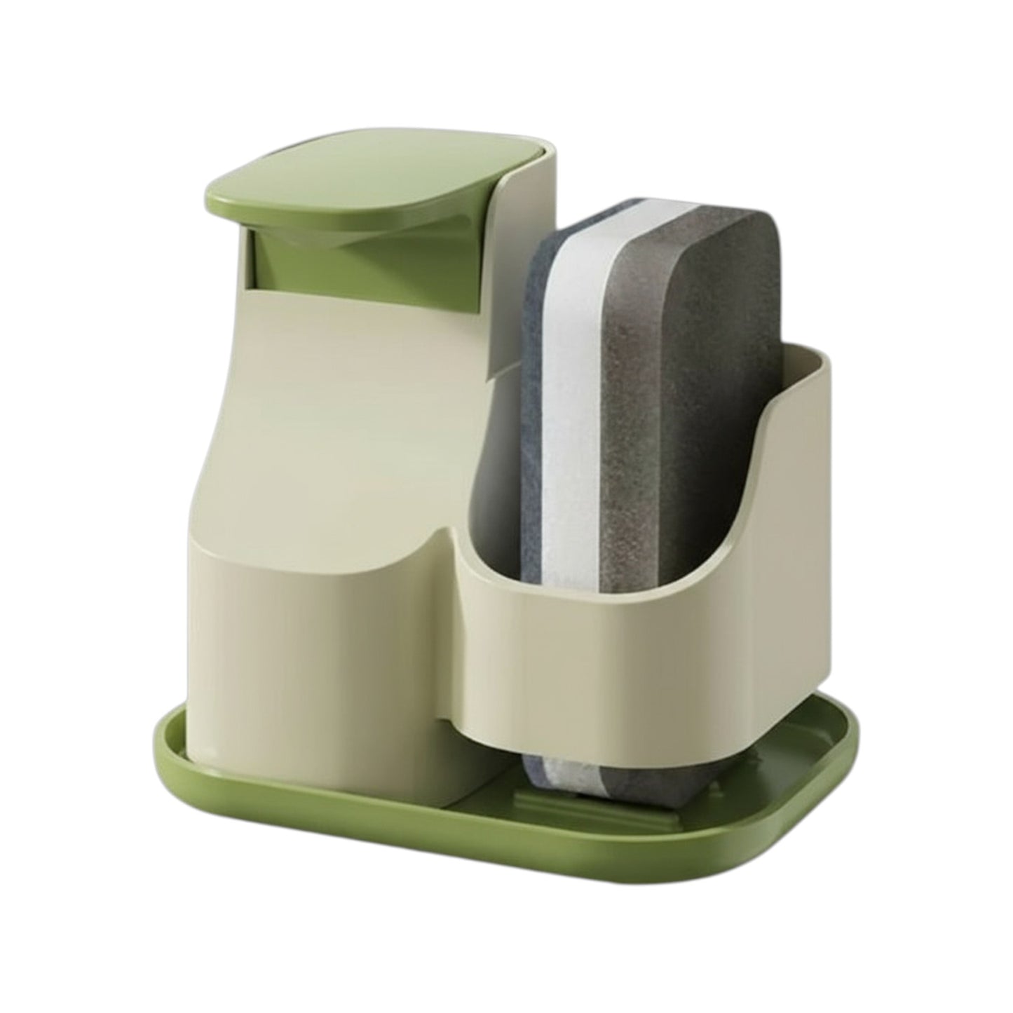 MHome Dish Soap Dispenser with Storage Shelf – Press-Type Pump & Caddy | Refillable Kitchen Organizer