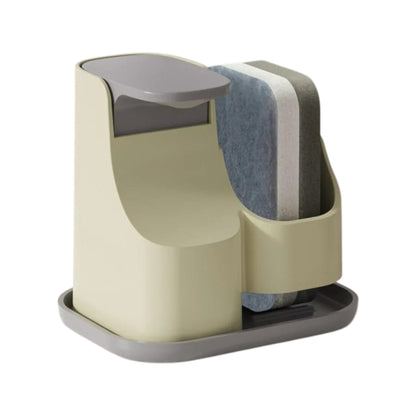 MHome Dish Soap Dispenser with Storage Shelf – Press-Type Pump & Caddy | Refillable Kitchen Organizer